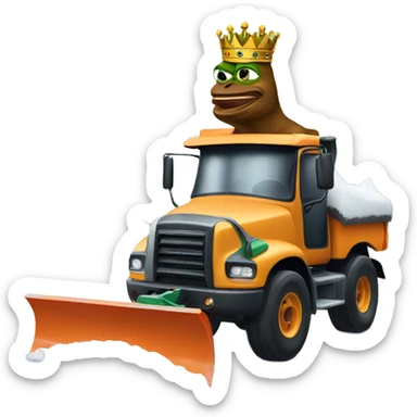 King pepe driving a snow plow sticker