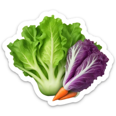 lettuce with a carrot in front of it sticker