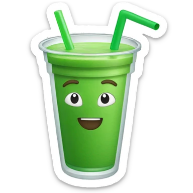 Green smoothie with one glass straw sticker