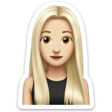 tall white girl with black long hair sticker