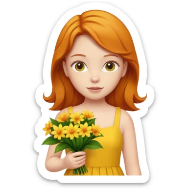 Girl Ginger her yellow dress flowers  sticker