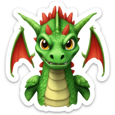 the head of a graoully dragon, green body and red back and green / yellow wings sticker