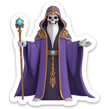 Ainz Ooal Gown undead lich with magical staff and ornate robe sticker
