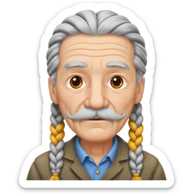 very old,  and mustached, haired, braided, sticker