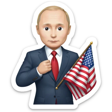 Poutine Vladimir with american flag  sticker