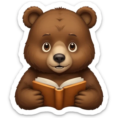 bear reading book sticker