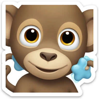 Light brown body, light blue eyes, baby monkey, jellycat stuffed animal sticker