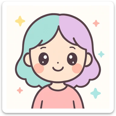 smiling woman, kawaii style sticker