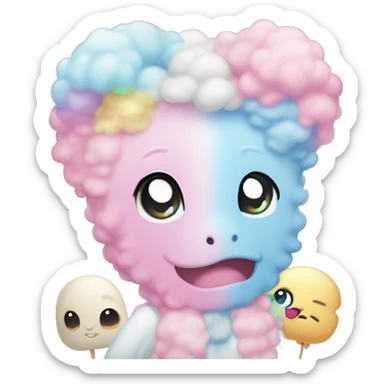 really cute and kawaii rainbow and pastel cotton candy with derpy eyes and preppy stuff  sticker