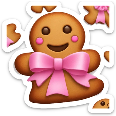 gingerbread cookie with pink bow sticker