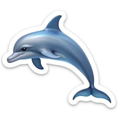 Cinematic Noble Dolphin Portrait Emoji, Poised and graceful, with a sleek, streamlined body of smooth, silvery-blue skin and a gentle, arched dorsal fin, deep, soulful eyes exuding intelligence, Simplified yet sharp and sophisticated features, highly detailed, glowing with a soft, aquatic luminescence, high shine, intelligent and elegant, stylized with an air of oceanic majesty, focused and fluid, soft glowing outline, capturing the essence of a watchful and confident marine guardian that seems ready to leap out of the screen with effortless authority! sticker