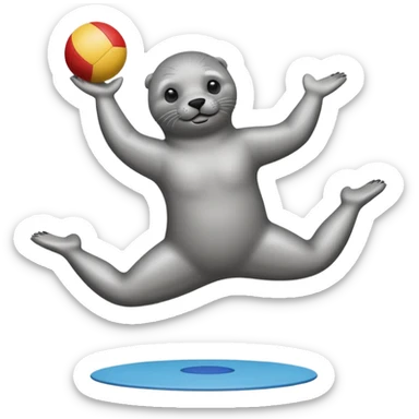 A seal performing gymnastics and juggling sticker