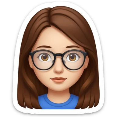 Girl with glasses and long brown hair sticker