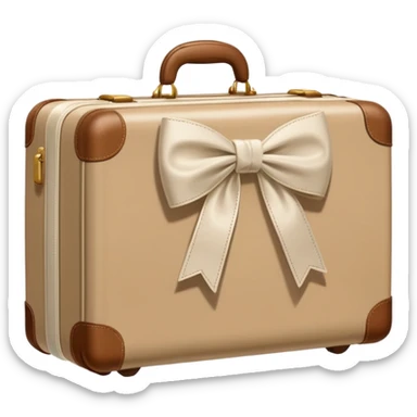 Beige luggage with white bow  sticker