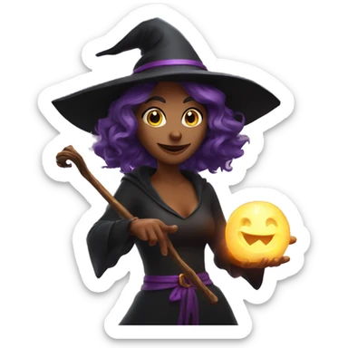 witch casting spell with a Magic wand sticker