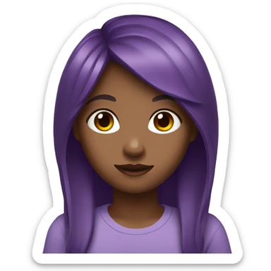A girl with brown hair and in the middle purple hair sticker