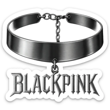 BLACKPINK-inspired gothic choker, no hearts, black and pink, shiny and dramatic, chrome style sticker
