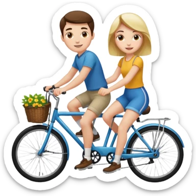 Girl and guy riding a bicycle sticker