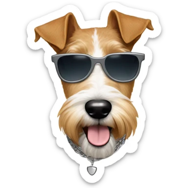 Wire fox terrier wearing sunglasses sticker