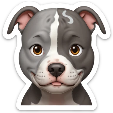 Completely Grey pitbull with one darkBrown haired Girl  sticker