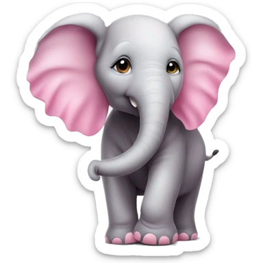 Elefante bebe sencillo con ojos tiernos color rosado que tenga un pincel en las manos  sticker