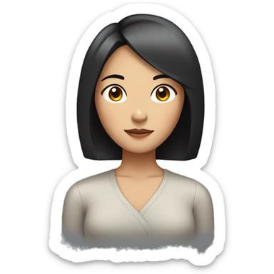 an asian women with short black hair with length in between ears and shoulder and straight style sticker
