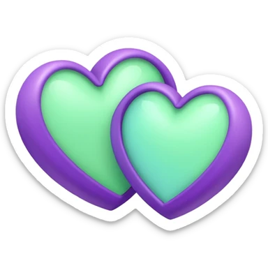 Two-hearts-coloured-light-pastel-shade green color and purple sticker