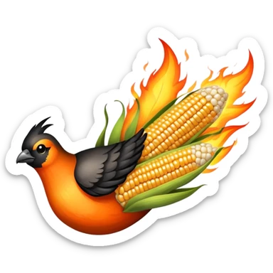 Pájaro quemando maíz  sticker