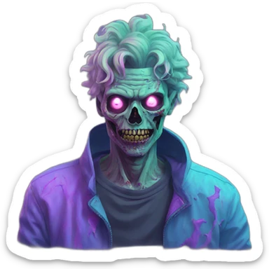 Vaporwave person, half zombie  sticker