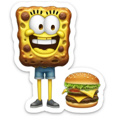 SpongeBob with a krabby patty sticker