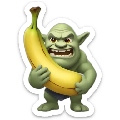 OGRE HOLDING A BANANA sticker