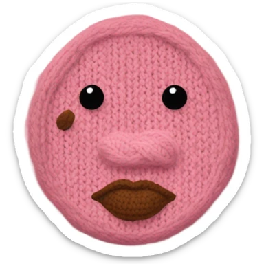 Knit sweater with cute lip patterned sticker