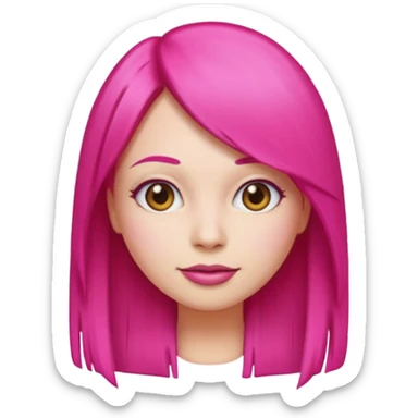 Emoji woman with hot pink straight hair sticker