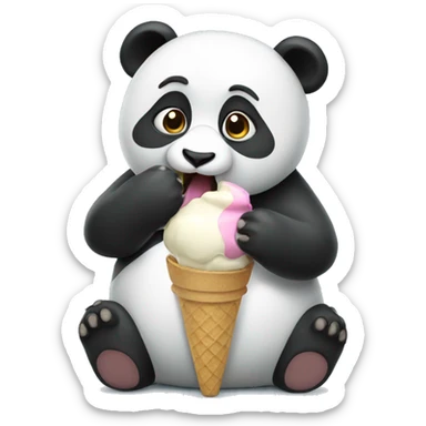 Panda eating ice cream sticker