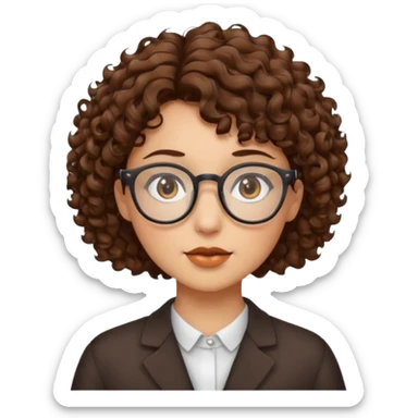 brown eyes brown short curly hair with glasses sticker