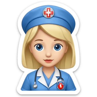 blue dressed nurse sticker