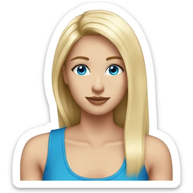 beautiful woman, long straight blonde hair, blue eyes, tank top  sticker