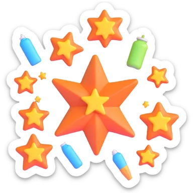 Verizon team with perk symbols floating around: stars, gadgets, and snacks sticker