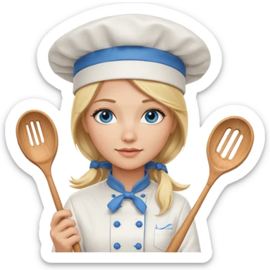 Full body 
Sexy Long Blonde hair blue eyed female chef sticker