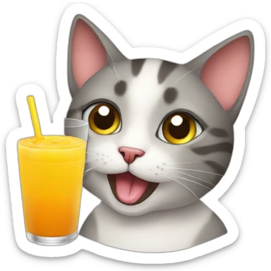 cat with juice nips sticker