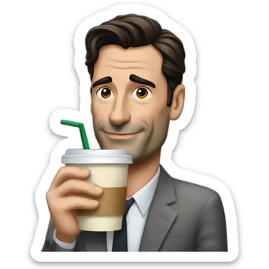Jon Hamm drinking starbucks sticker