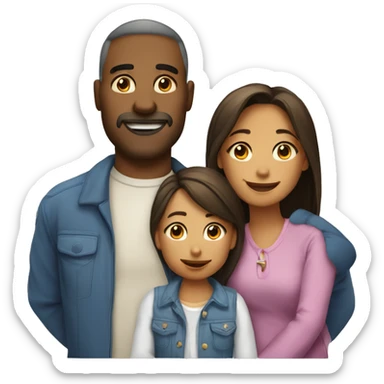 father mother small daughter together as family  sticker