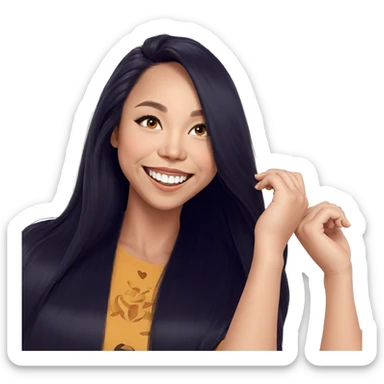 smiling girl with long hair sticker