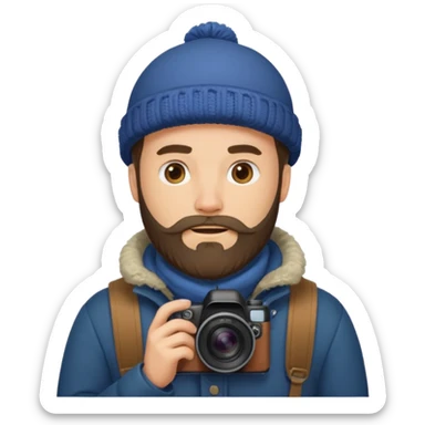 bearded fotographer with winter clothes sticker