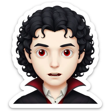 vampire boy with medium-length curly black hair sticker