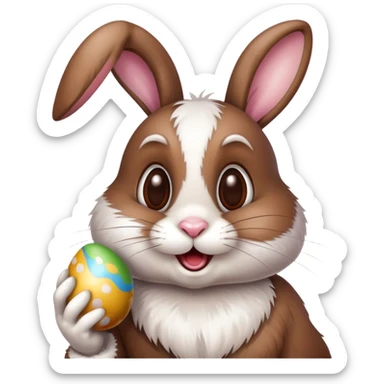 Easter bunny, eating chocolate sticker