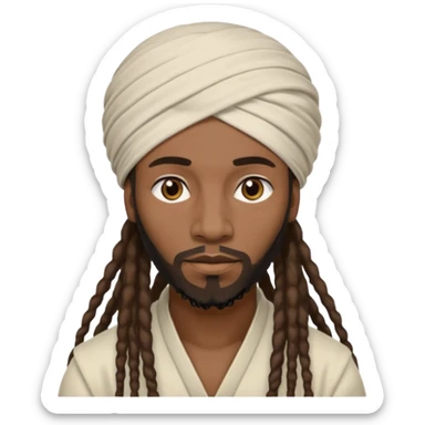 Black guy with long dreadlocks and turban sticker