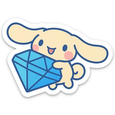 pastel toon style Cinnamoroll with a diamond sticker