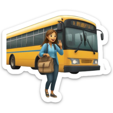 femme en situation de handicap apprend à prendre le bus sticker