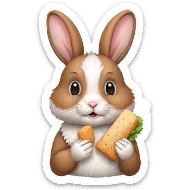 cute rabbit eating a rusk sticker